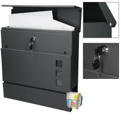 ECD Germany Boîte aux lettres moderne anthracite + compartiment à journaux 2 clés en acier