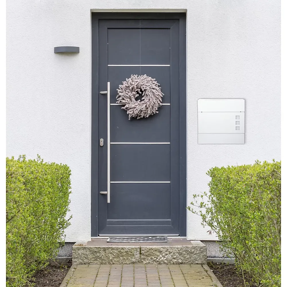 ECD Germany Boîte Aux Lettres 1 Porte-Boîte aux lettres moderne blanc avec compartiment à journaux en acier 2 clés