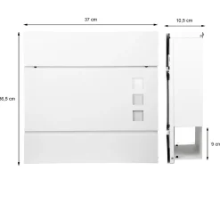 ECD Germany Boîte Aux Lettres 1 Porte-Boîte aux lettres moderne blanc avec compartiment à journaux en acier 2 clés