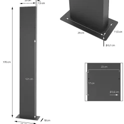 Ml-Design Boîte Aux Lettres 1 Porte-Boîte aux lettres moderne en acier anthracite/ optique bois avec support 170 cm