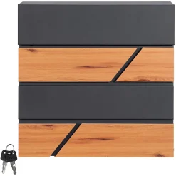 Ml-Design Boîte aux lettres moderne en acier anthracite imitation bois murale avec 2 clés
