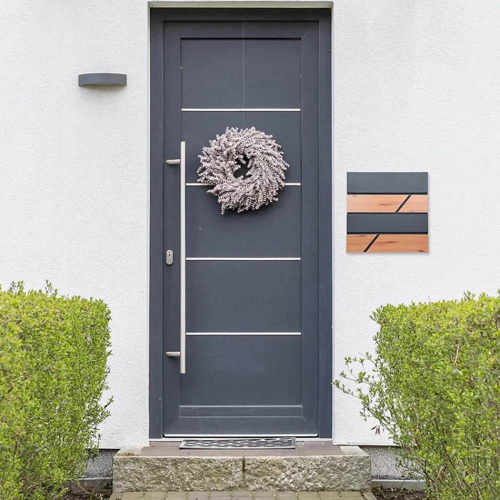 Ml-Design Boîte aux lettres moderne en acier anthracite imitation bois murale avec 2 clés