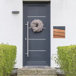 Ml-Design Boîte aux lettres murale anthracite design bois avec 2 clés inclus 11x37x26,5 cm