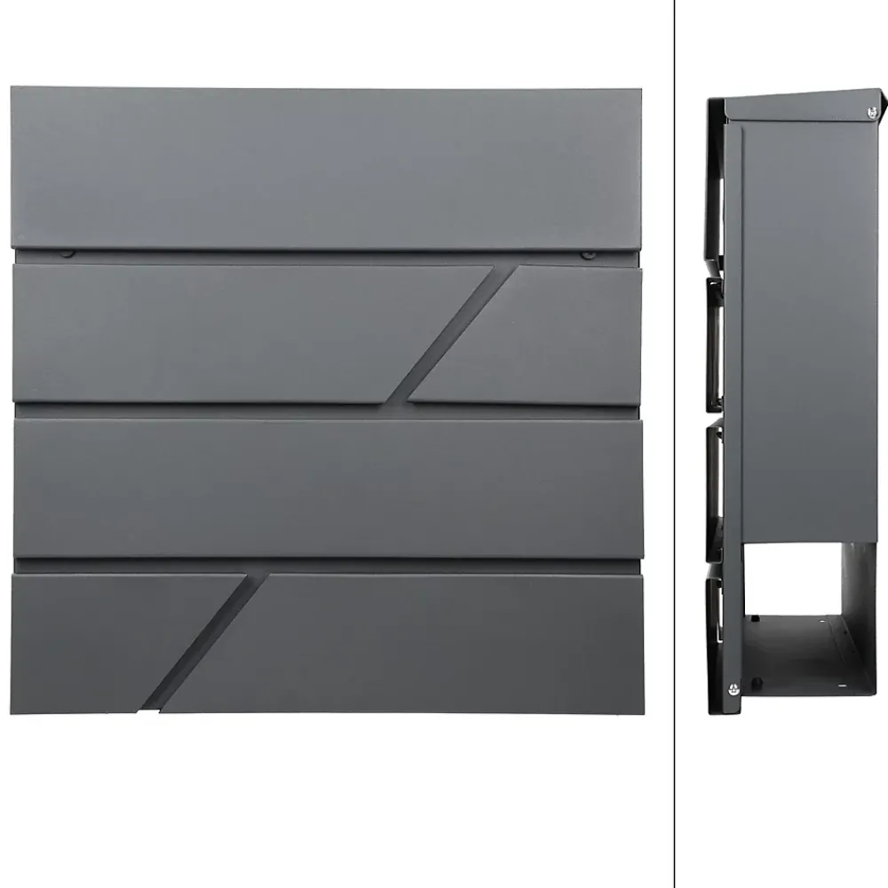 Ml-Design Boîte aux lettres murale anthracite avec 2 clés compartiment à journaux postale