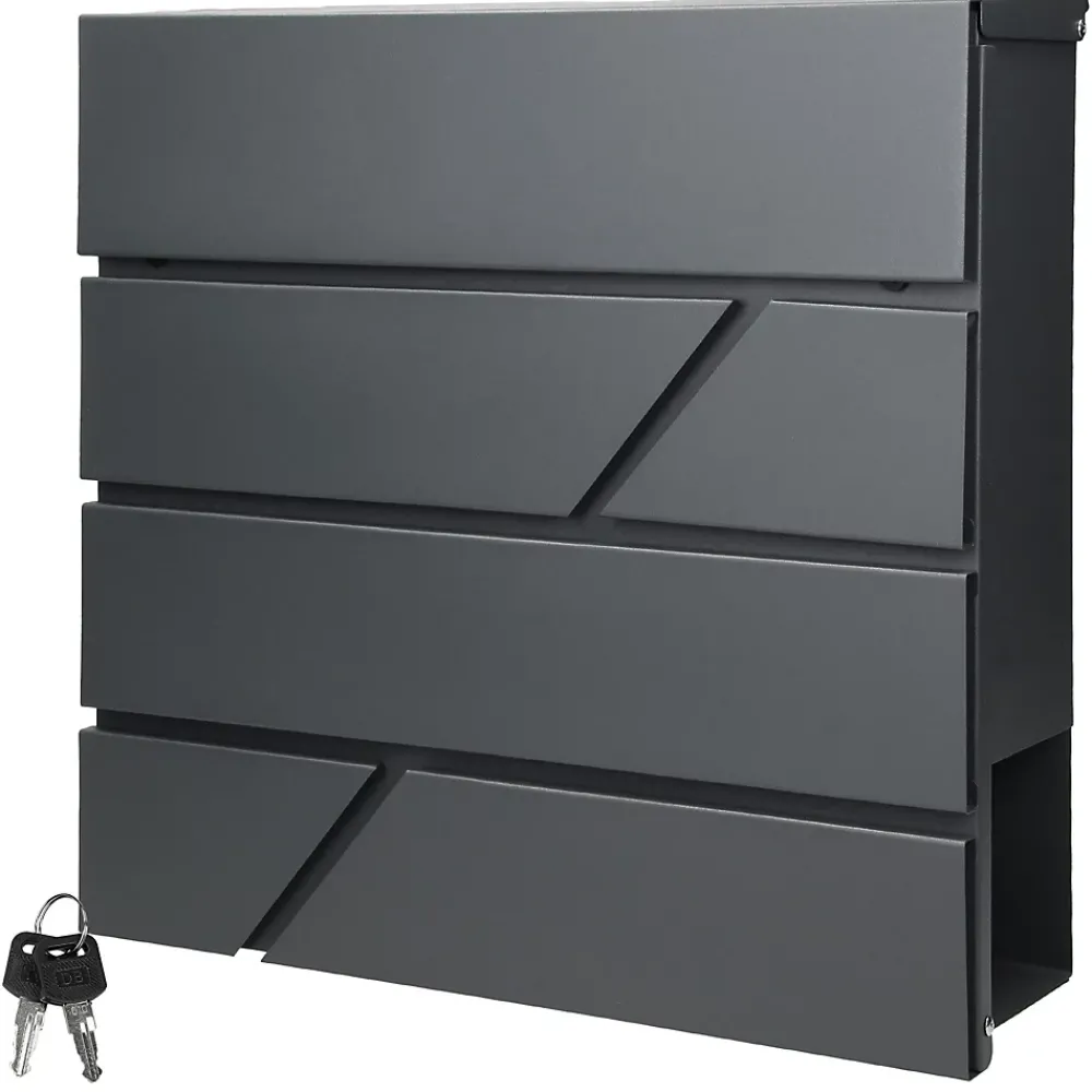 Ml-Design Boîte aux lettres murale anthracite avec 2 clés compartiment à journaux postale