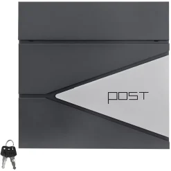 Ml-Design Boîte Aux Lettres 1 Porte-Boîte aux lettres murale anthracite/argenté avec rouleau à journaux 37x37x11 cm