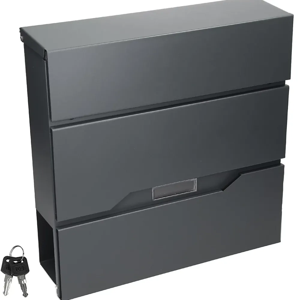 Ml-Design Boîte aux lettres murale anthracite avec 2 clés compartiment à journaux moderne
