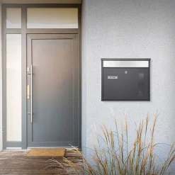 Ml-Design Boîte Aux Lettres 1 Porte-Boîte aux lettres murale avec porte-journaux acier inoxydable anthracite moderne