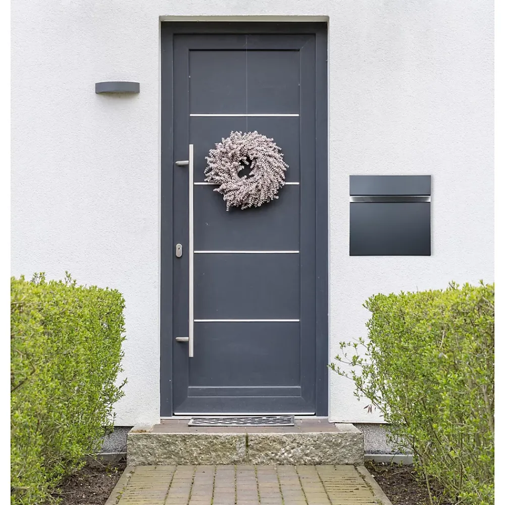 ECD Germany Boîte aux lettres murale en acier anthracite avec compartiment à lettres 2 clés