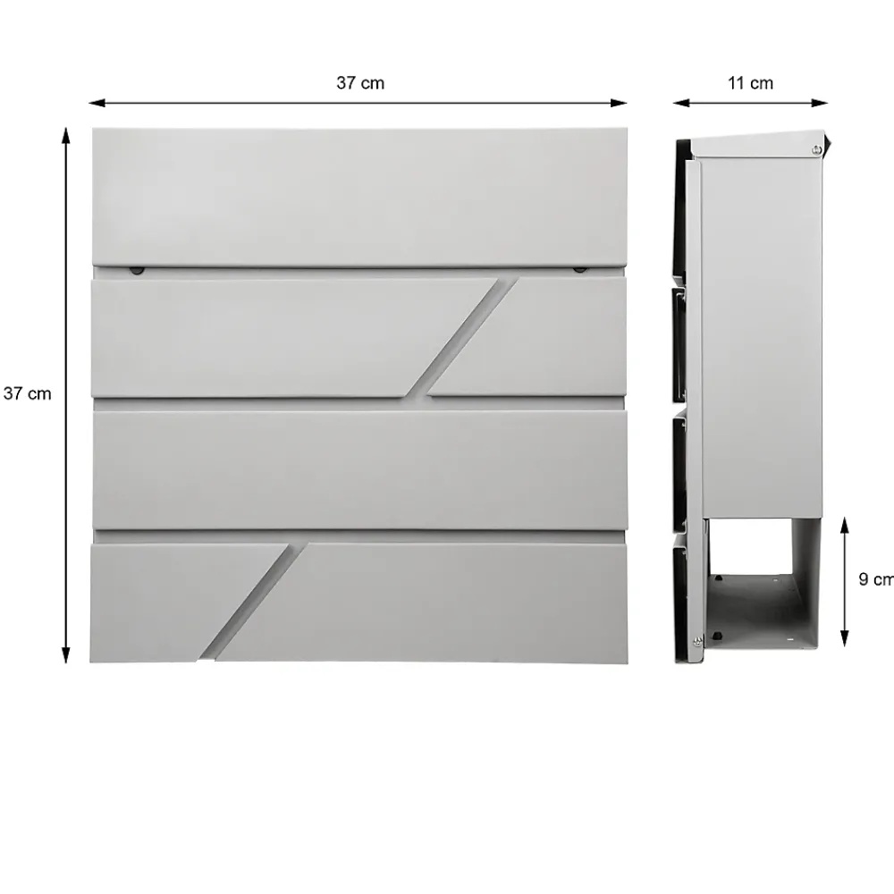 Ml-Design Boîte Aux Lettres 1 Porte-Boîte aux lettres murale gris clair avec 2 clés compartiment à journaux postale