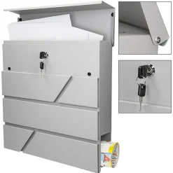 Ml-Design Boîte Aux Lettres 1 Porte-Boîte aux lettres murale gris clair avec 2 clés compartiment à journaux postale