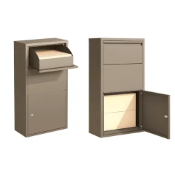 Couleurs Du Monde Boîte À Colis-Boîte aux lettres murale taupe en acier galvanisé avec cylindre de sécurité et 2 clés