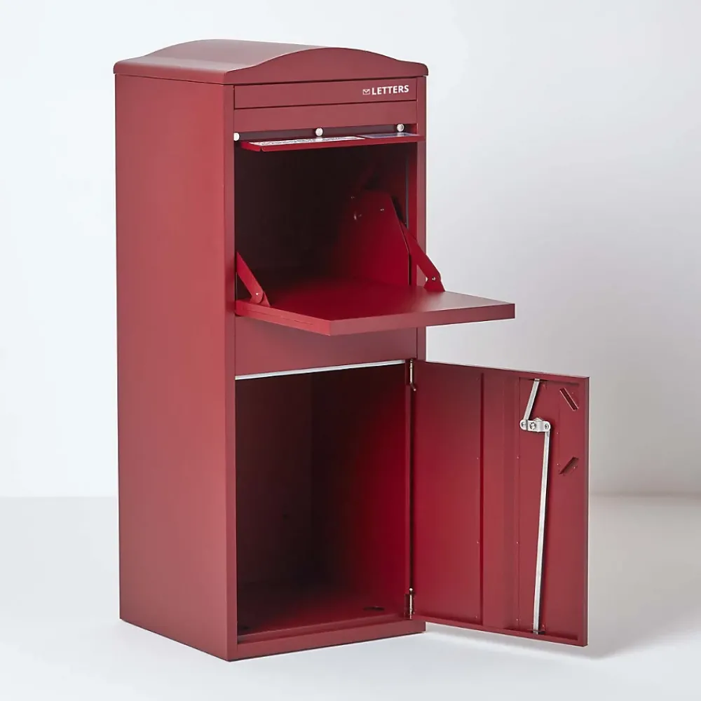 Smart Parcel Box Boîte aux lettres 1 porte Boîte à colis Large Bordeaux en acier