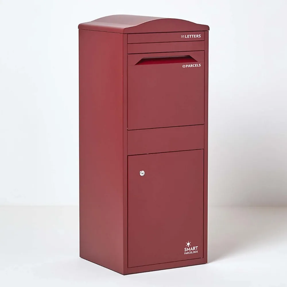 Smart Parcel Box Boîte aux lettres 1 porte Boîte à colis Large Bordeaux en acier
