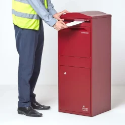 Smart Parcel Box Boîte aux lettres 1 porte Boîte à colis Large Bordeaux en acier