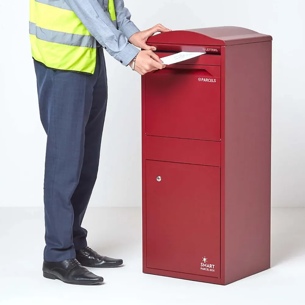 Smart Parcel Box Boîte aux lettres 1 porte Boîte à colis Large Bordeaux en acier