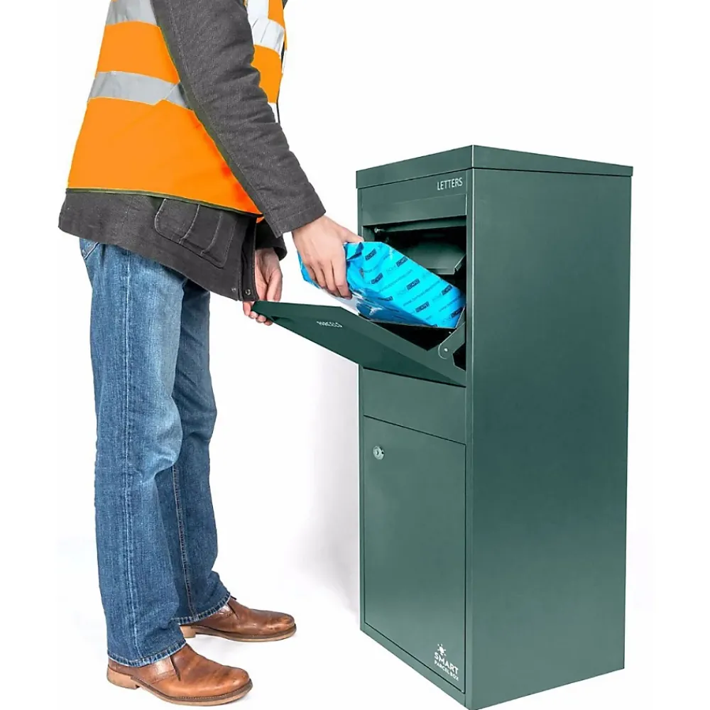 Smart Parcel Box Boîte aux lettres 2 portes Boîte à colis Large Vert en acier