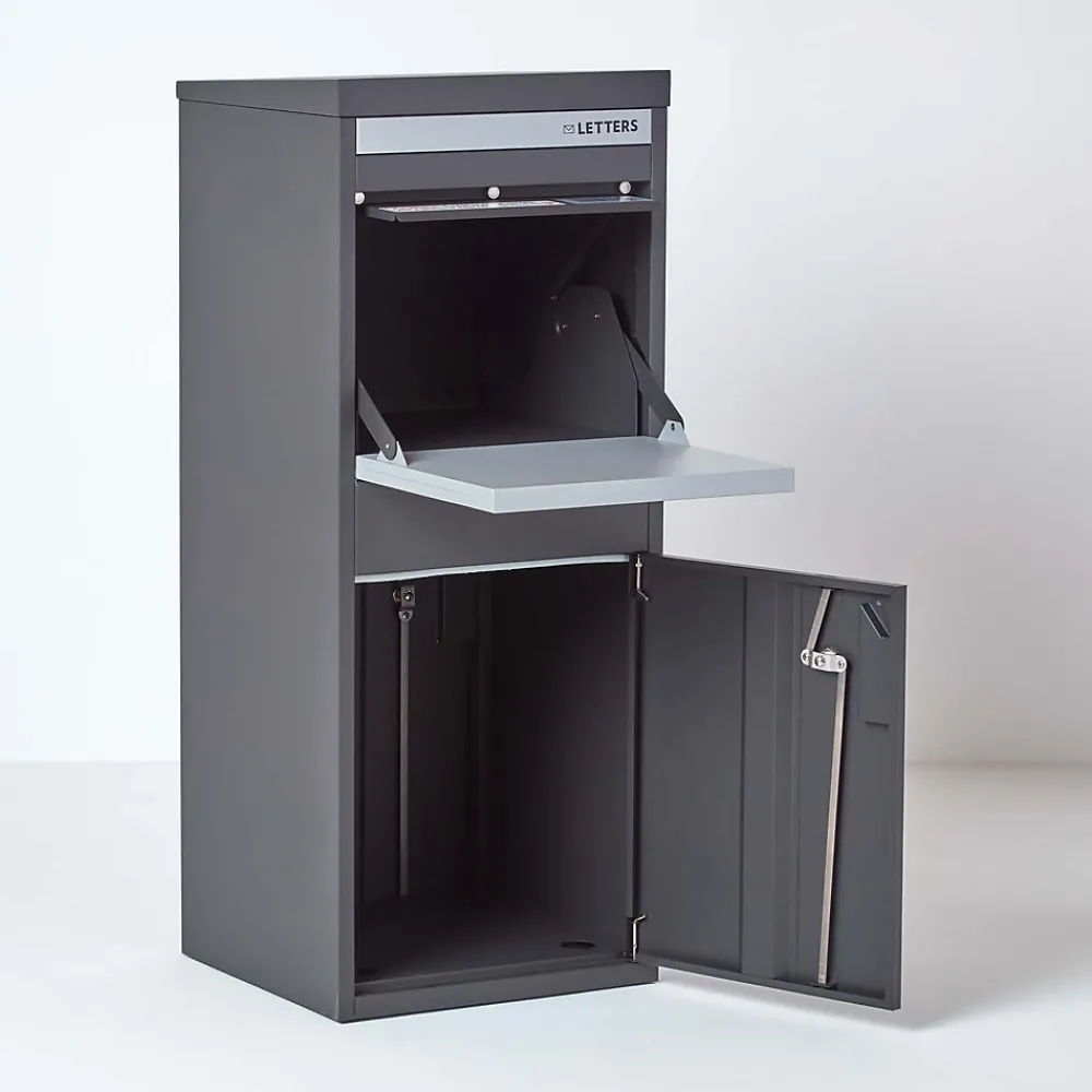 Smart Parcel Box Boîte À Colis-Boîte aux lettres 2 portes Boîte à colis Large Gris foncé en acier