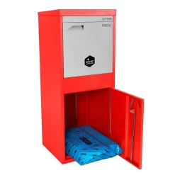 Smart Parcel Box Boîte aux lettres 2 portes Boîte à colis Large Rouge en acier