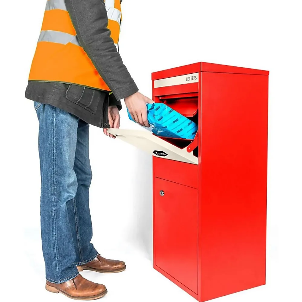 Smart Parcel Box Boîte aux lettres 2 portes Boîte à colis Large Rouge en acier