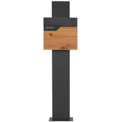 Ml-Design Boîte aux lettres sur pied boîte postale anthracite/aspect bois avec support