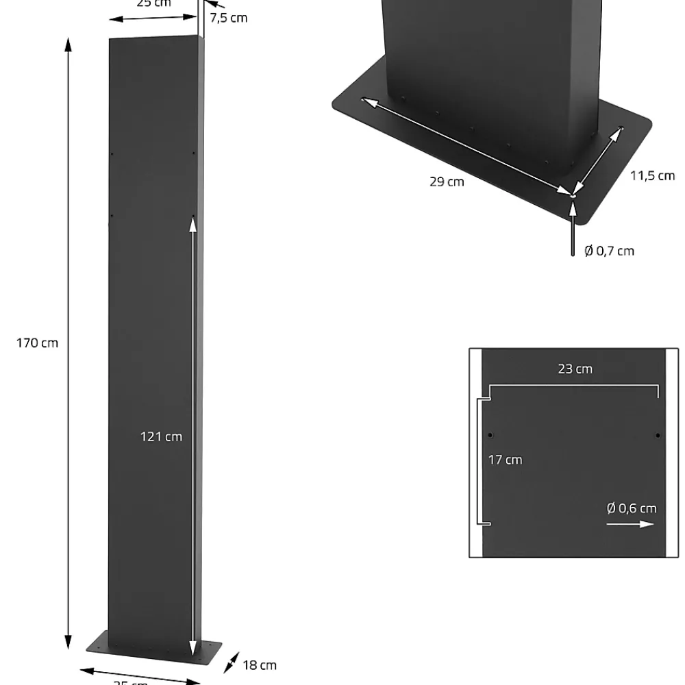 Ml-Design Boîte aux lettres sur pied boîte postale anthracite/aspect bois avec support