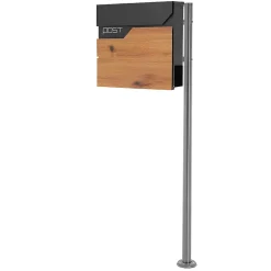 Ml-Design Boîte aux lettres sur pied piedestal boîte postale anthracite/aspect bois modern
