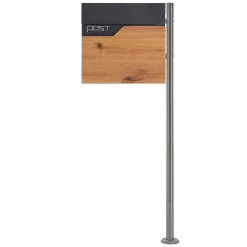 Ml-Design Boîte aux lettres sur pied piedestal boîte postale anthracite/aspect bois modern