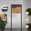 Ml-Design Boîte aux lettres sur pieds boîte postale anthracite imitation bois avec support