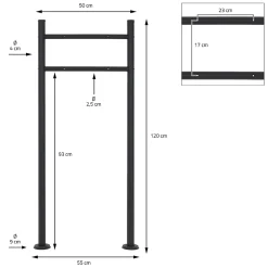 Ml-Design Boîte aux lettres sur pieds boîte postale anthracite imitation bois avec support