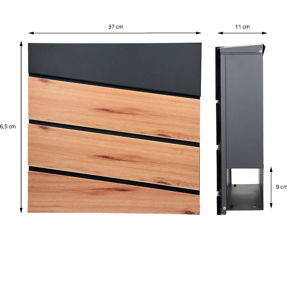 Ml-Design Boîte Aux Lettres 1 Porte-Boîte aux lettres sur pieds boîte postale anthracite et design bois avec support