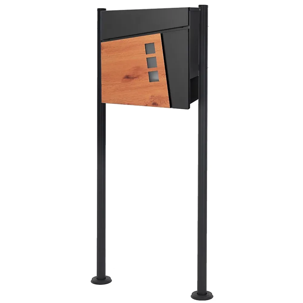 Ml-Design Boîte aux lettres sur pieds boîte postale anthracite imitation bois avec support