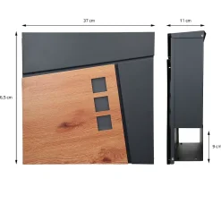 Ml-Design Boîte aux lettres sur pieds boîte postale anthracite imitation bois avec support