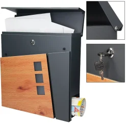Ml-Design Boîte aux lettres sur pieds boîte postale anthracite imitation bois avec support