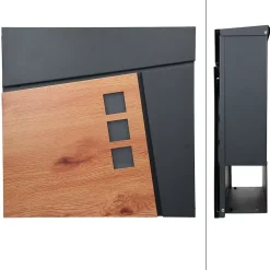 Ml-Design Boîte aux lettres sur pieds boîte postale anthracite imitation bois avec support