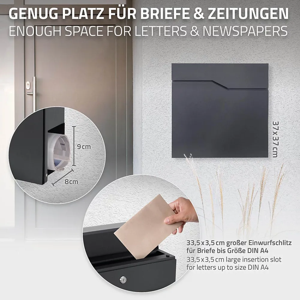 Ml-Design Boîte aux lettres sur une pied argent boîte postale anthracite moderne 37x11 cm