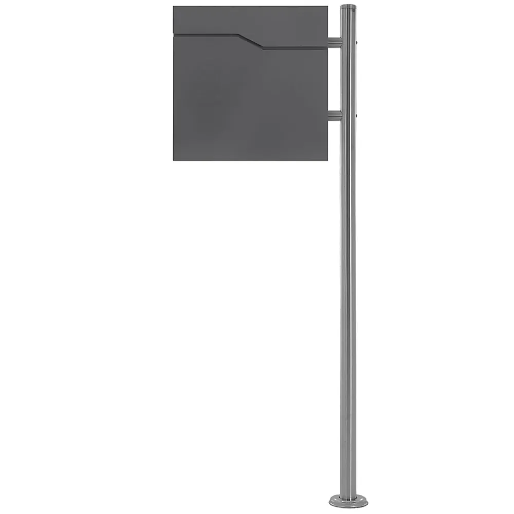 Ml-Design Boîte aux lettres sur une pied argent boîte postale anthracite moderne 37x11 cm