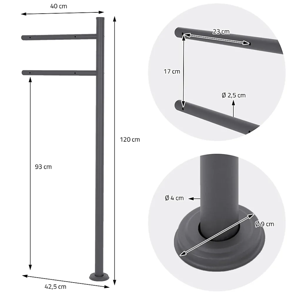 Ml-Design Boîte aux lettres sur une pied anthracite boîte postale en acier moderne 37x11cm