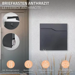 Ml-Design Boîte aux lettres sur une pied anthracite boîte postale en acier moderne 37x11cm