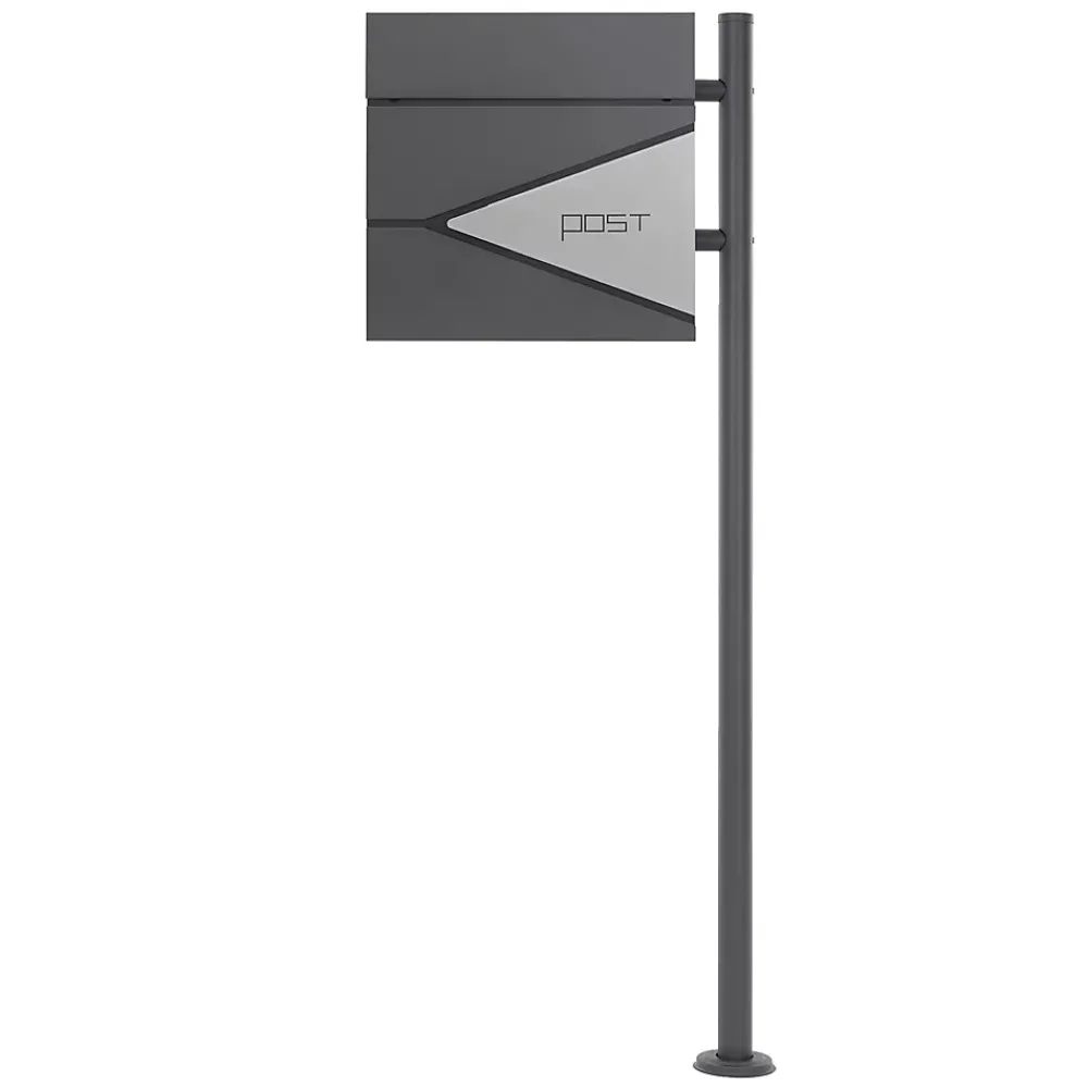 Ml-Design Boîte aux lettres sur une pied boîte postale en acier anthracite/argent moderne