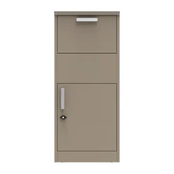 Couleurs Du Monde Boîte aux lettres taupe avec compartiment colis en acier galvanisé et double clés