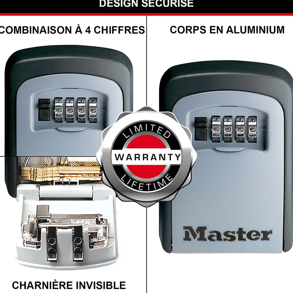 Master Lock Boîte à clés sécurisée à combinaison programmable et fixation murale