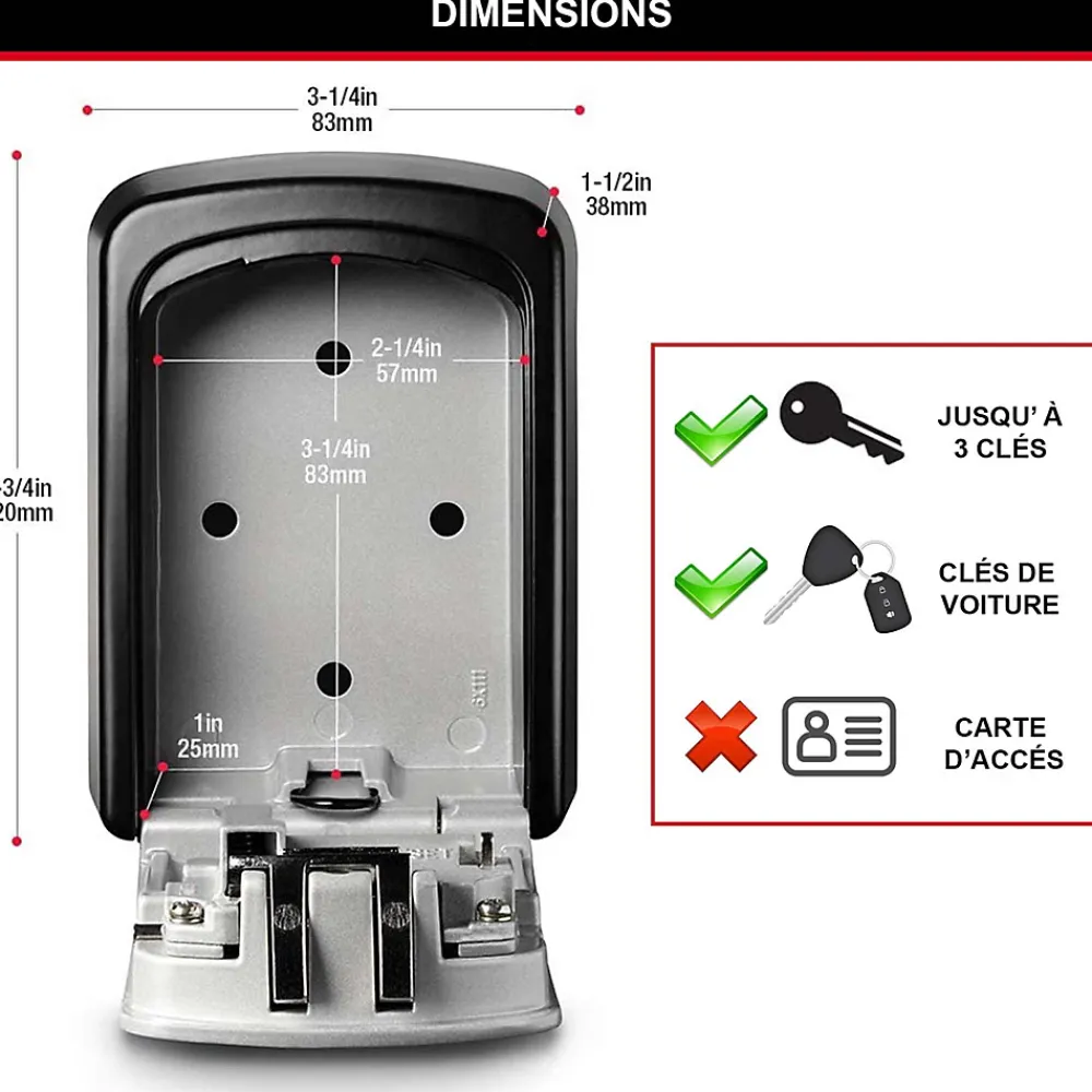 Master Lock Boîte à clés sécurisée à combinaison programmable et fixation murale