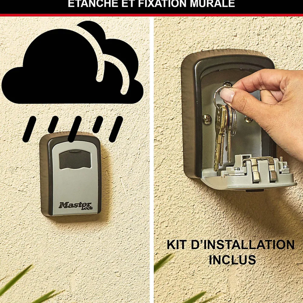Master Lock Boîte à clés sécurisée à combinaison programmable et fixation murale