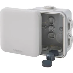 Schneider Electric Boîte de dérivation carrée extérieure avec 7 passe-câbles et système de verrouillage 80 x 80 x 45 m vendue par 5 pièces