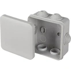 Schneider Electric Boîte de dérivation carrée extérieure avec 7 passe-câbles et système de verrouillage 80 x 80 x 45 mm Mureva gris
