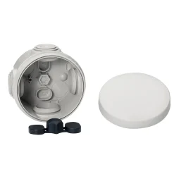 Schneider Electric Boîte de dérivation ronde extérieure avec 4 passe-câbles et système de verrouillage 60 x 40 mm Mureva Box gris