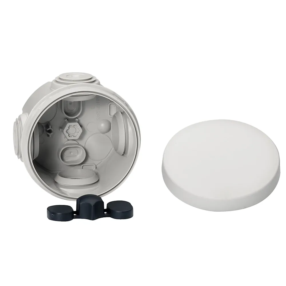 Schneider Electric Boîte de dérivation ronde extérieure avec 4 passe-câbles et système de verrouillage 60 x 40 mm Mureva Box gris