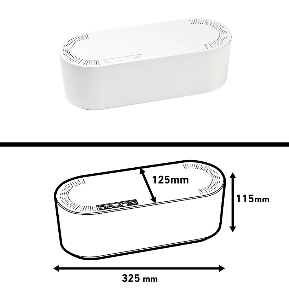 D-Line Range-Fil Et Cache-Fil|Range-Fil Et Cache-Fil-Boîte de rangement de câbles blanc L. 325 x l. 125 mm, bloc 4 prises