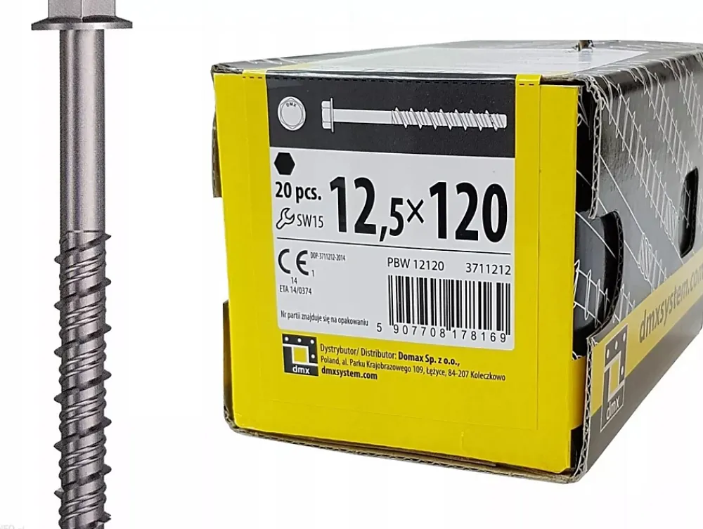 Domax Vis Pour Brique, Béton-Boîte de 20 vis d'ancrage béton 12,5 x 120